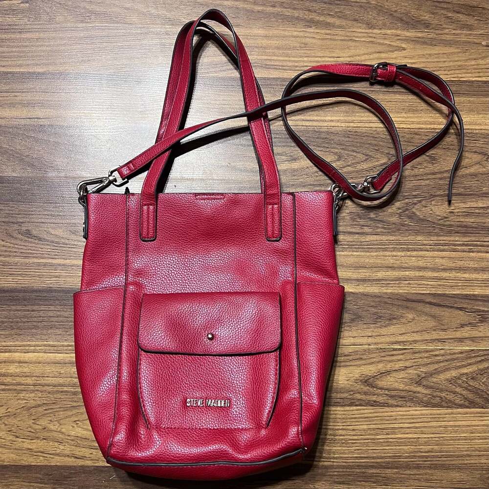 Steve Madden Red Handbag with News Print inside Red Purse Cross Body